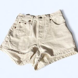 Levi's High Waist Cream Shorts